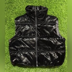 Black Shiny Puffer Vest